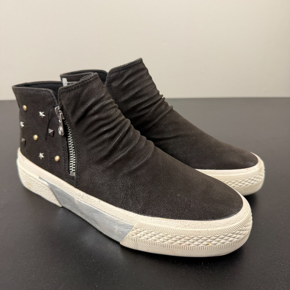 Blowfish Malibu Ankle Booties Women's 7.5M Black Studded Wave Zip Comfort Casual